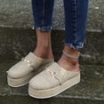 thumbnail image 2 of Moda mujer diapositiva zapatillas Flip Flop hebilla de metal plataforma zapatos de lona Wmkox8yii hj789, 2 of 9