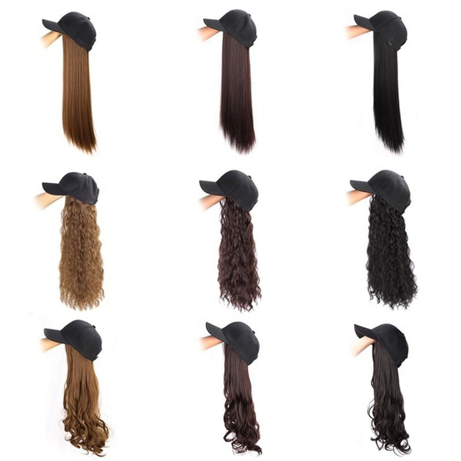 Women Baseball Cap Wigs,Baseball Cap with 22in Hair Synthetic Hat Wigs for Women Baseball Cap