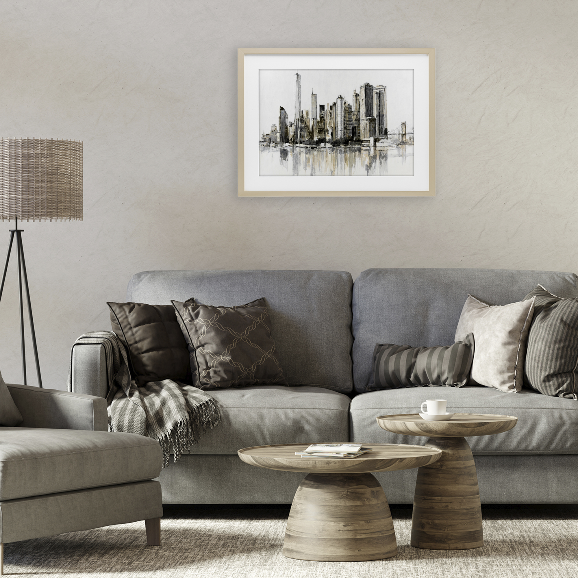 Stupell Industries Urban Skyline Reflection Birch Framed Print Under Glass, design by Lorenzo Collective