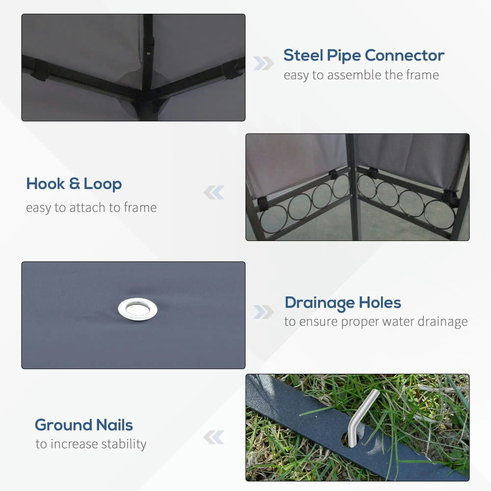 GVN Patio Garden Pergola, Pergola Canopy,10' x 13' Double Roof Outdoor Gazebo Canopy Shelter with Screen Decorate Corner Frame, Gray