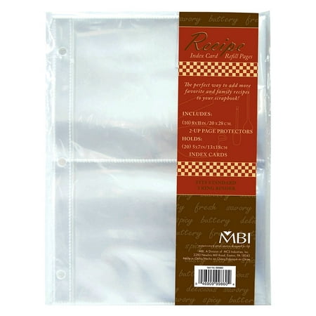 5 1 2 X 8 1 2 Page Protectors MBI 5x7 Inch Recipe 2-Up Refill Pages, 10pk, 20 Pockets (899860), This package contains an additional ten 11 inch x 8-1/2 inch page protectors for use.., By MCS ()