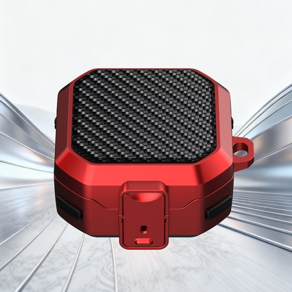 ELEHOLD For Samsung Galaxy Buds 4 Pro / 4 Earphone Case with Keychain, Shockproof Safe Lock Rugged Protective Cover with Anti-Loss Security Lock, Red