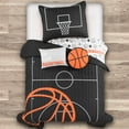 thumbnail image 2 of Lush Decor Basketball Game Kids Reversible Quilt, Twin, Black/Orange, 4-Pc Set, 2 of 11
