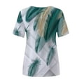 thumbnail image 5 of OAVQHLG3B Summer Tops for Women Casual Casual T-shirt Feather Printed Round-Neck Short Sleeve Pullover Tops Blouse, 5 of 5