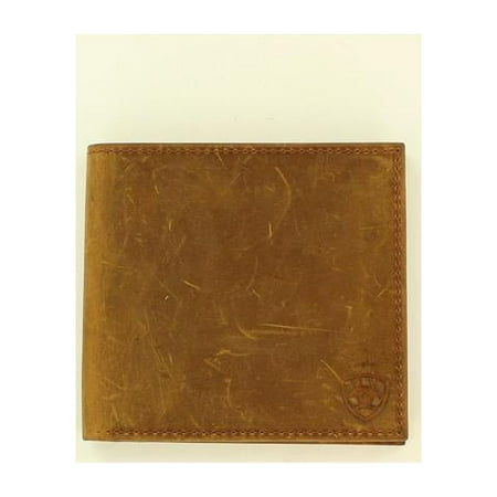 Ariat A3530744 Floral Overlay Western Scroll Concho Bi-Fold Wallet, Medium Brown
