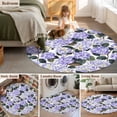 thumbnail image 6 of Round Area Rug 4ft Purple Hydrangea Floral Floor Carpets Indoor Floor Area Mat Stain-Proof Mat Circle Rugs for Living Room Dining Room Kitchen Bedroom, Watercolor Flowers Sofa Throw Carpet, 6 of 9