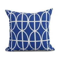 Simply Daisy, 16 x 16inch, Ovals and Stripes Geometric Print Pillow, Royal Blue