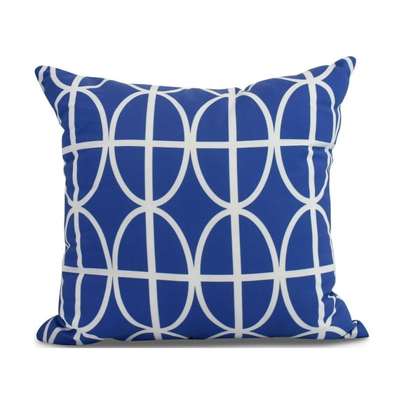 Simply Daisy, 16 x 16inch, Ovals and Stripes Geometric Print Pillow, Royal Blue