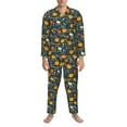 thumbnail image 3 of Yiaed Pumpkin Print Men’s Pajamas Set - Long Sleeve Button Down Sleep Shirt and Pajama Bottoms Sleepwear Set Mens Pjs Sets Men's Pajama Bottoms-Small, 3 of 7