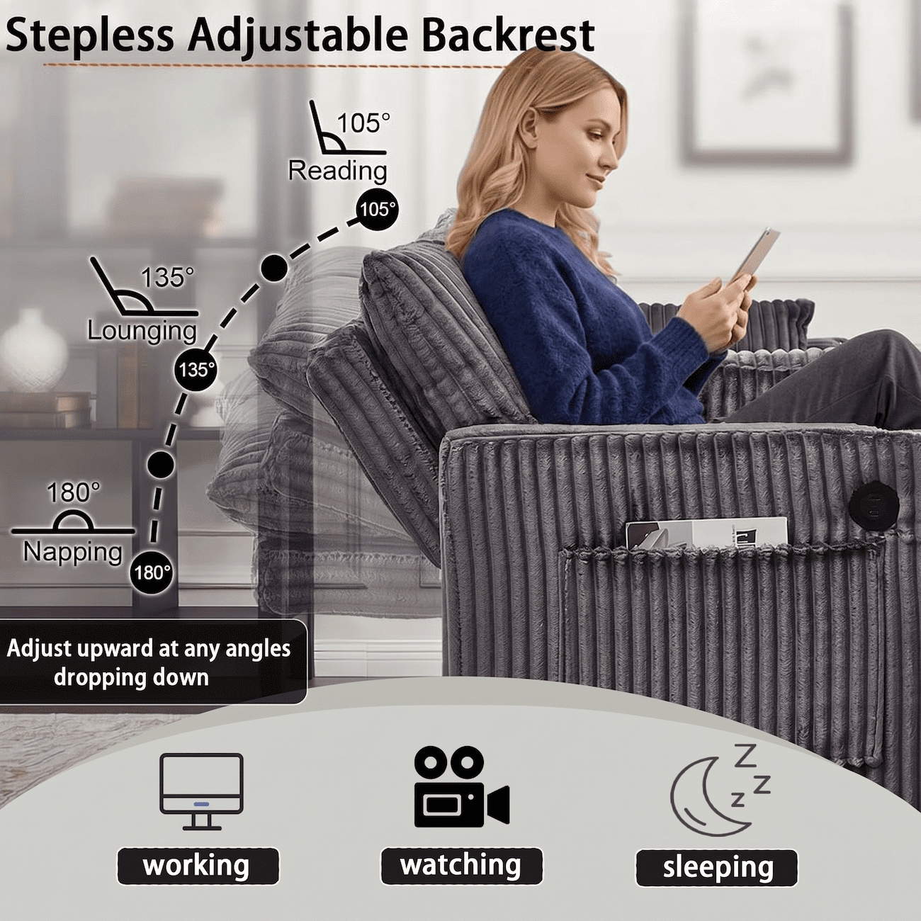 Vinform Sofa Bed with Pull Out Couch, 65" Convertible 3-in-1 Sleeper Sofa Bed for Living Room Small Space, Corduroy (Dark Gray)