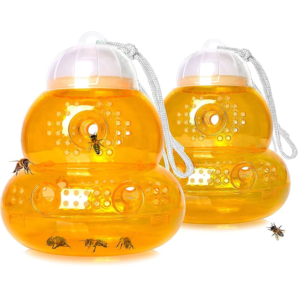 Garden Hornets Traps Yellow Jackets Killer Insect Cather Fly Traps for Flies and Bugs Apply for Outdoor Carpenter Bee Traps for Outside 2 Pack Wasp Trap Outdoor Hanging 