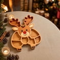 thumbnail image 4 of Wooden Christmas Reindeer Platter Boards Holiday Tray Serving Dish Wood Decorative Christmas Cookie Plate Hostess Gifts Ideas Festive Veggie Snack Trays Xmas Decor Food Cheese Board, 4 of 6