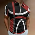 thumbnail image 2 of Geometric Red Black Modern Abstract Minimalist Circular Line Men Zipper T-shirt Summer Casual Short Sleeve T-shirt Top, 2 of 7