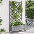 thumbnail image 1 of vidaXL Jardinière avec Treillis et Roues Bois Massif Gris Sapin, 1 of 5