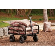 Gorilla Carts Towable Steel Utility Cart w/ Removable Side Panels, 1200 lb Capacity, Black