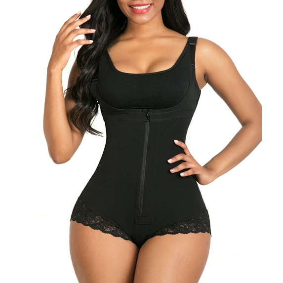 YIANNA Fajas Colombianas Women Shapewear Tummy Control Body Shaper Reductoras Waist Trainer Bodysuit Black-XL