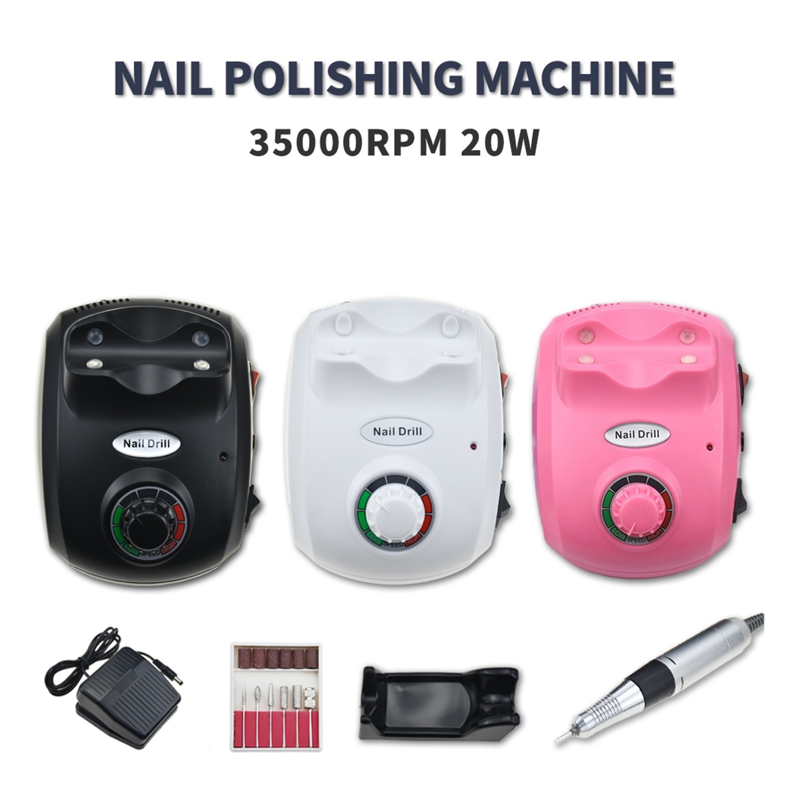 35000RPM Nail Polish Drill Machine, Manicure Electronic Nail File Drill Manicure Pedicure Kit, Nail Art Equipment ,Low Noise