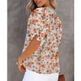 thumbnail image 3 of Camiseta de manga corta abullonada con estampado floral, cuello redondo, top informal de verano para mujer - XXL colorido, 3 of 4