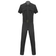 thumbnail image 3 of MSemis Men’s Coveralls Short Sleeve Mechanic Uniforms Work Overalls Jumpsuits with Removable Belt Black S, 3 of 7