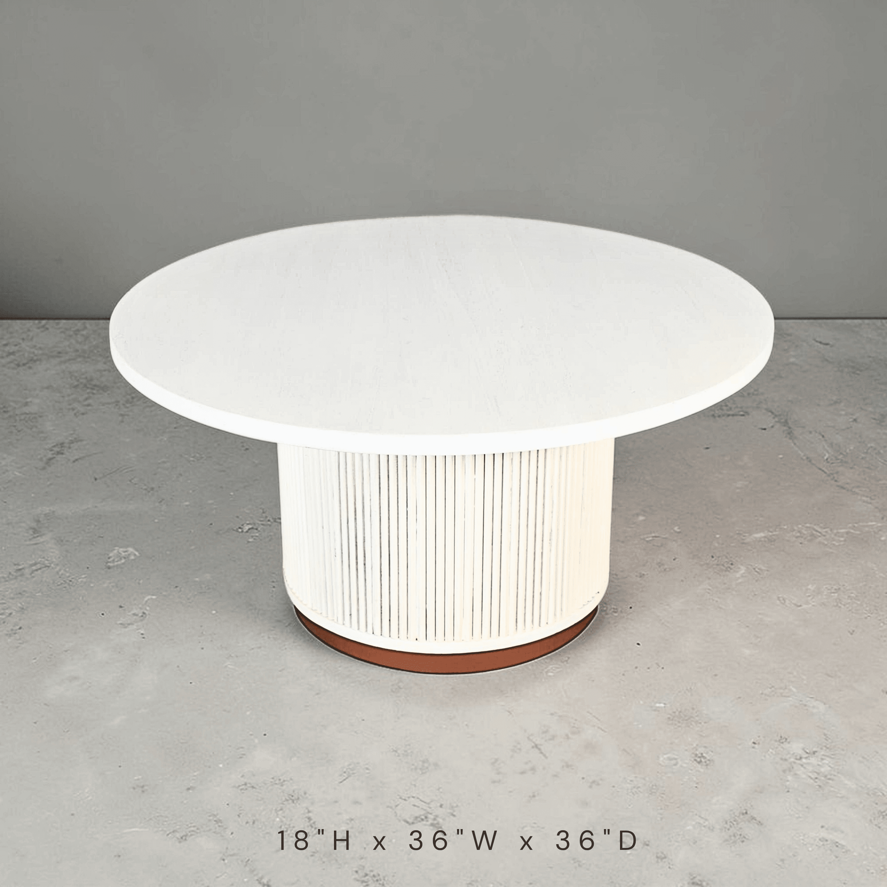 Better Wood & Home Fluted Round Solid Wood Coffee Table with Storage, Creamy White