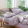 thumbnail image 7 of MooMee 100% Washed Cotton Duvet Cover Set Cal-King Linen Like Textured Breathable 3-Piece (Light Purple, 104"x98"), 7 of 7