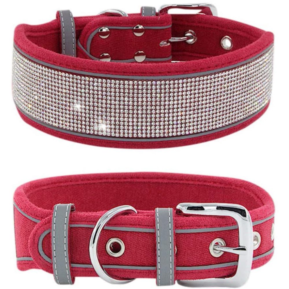 Bling Dog Collar 2" Wide Rhinestone Dog Collar, Crystal Diamond Dog