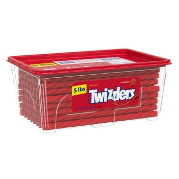 TWIZZLERS Twists Strawberry Flavored Chewy, Low  Snack Candy Bulk Container, 5 lb