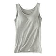 thumbnail image 2 of Adjustable Strap Camisole Shirts for Women Built in Removable Pads Stretchy Breathable Lightweight Tops for Daily Working Relaxing Sports Anti Slide Strap Build (Grey,L), 2 of 3