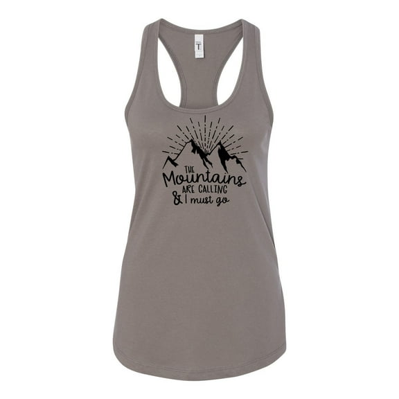 Women's Mountains Are Calling Ladies Fit Racerback Tank Top-Warm Grey-xl