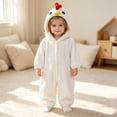 thumbnail image 2 of PFWOWB Baby Chicken Costume Hooded Jumpsuit with Fuzzy Texture and Raised Beak Detail (White,18-24 Months), 2 of 6