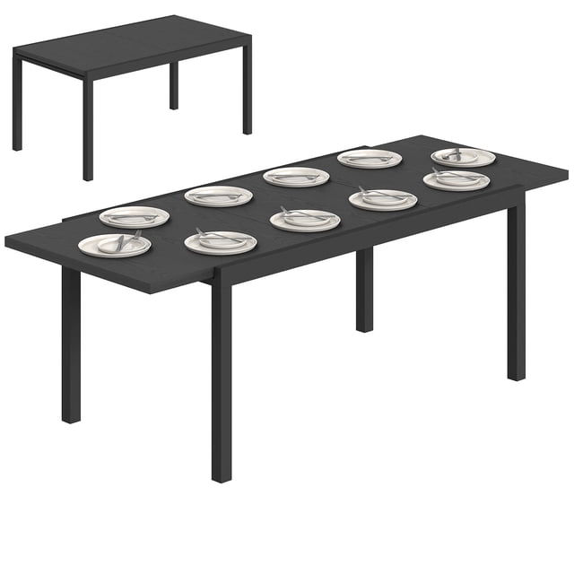 Outsunny 60.6"/84.3" Expandable Patio Dining Table for 8-10 People