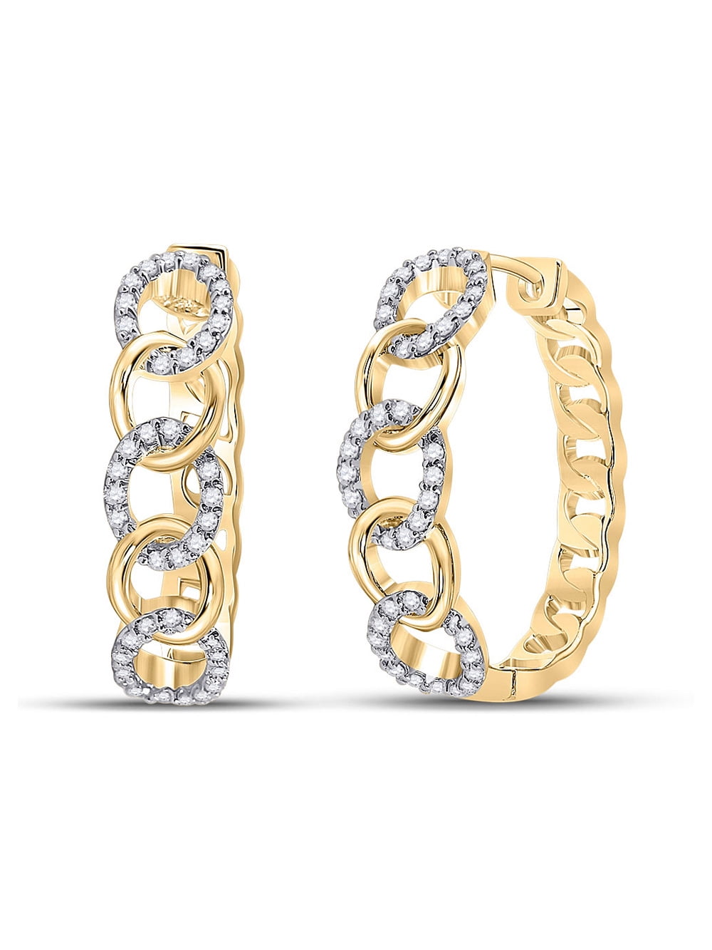 10kt Yellow Gold Womens Round Channel-set Diamond Hoop Earrings 1/8 Cttw 10kt Yellow Gold Womens Round Channel-set Diamond Hoop Earrings 1/8 Cttw