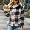 thumbnail image 4 of jsaierl Women's Fuzzy Fleece Jacket Casual Plaid Button Down Teddy Jacket Coat Outerwear, 4 of 9
