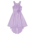 thumbnail image 3 of Linjinx Flower Girl Sleeveless Beaded High Low Dress Asymmetrical Chiffon Junior Bridesmaid Dress Lavender 8, 3 of 4