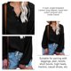 thumbnail image 5 of Camisa de manga globo con cuello en V para mujer Camisa holgada informal con cuello en V profundo con linterna de un solo pecho Camisa de algodón de manga larga Jersey Top Negro M, 5 of 6