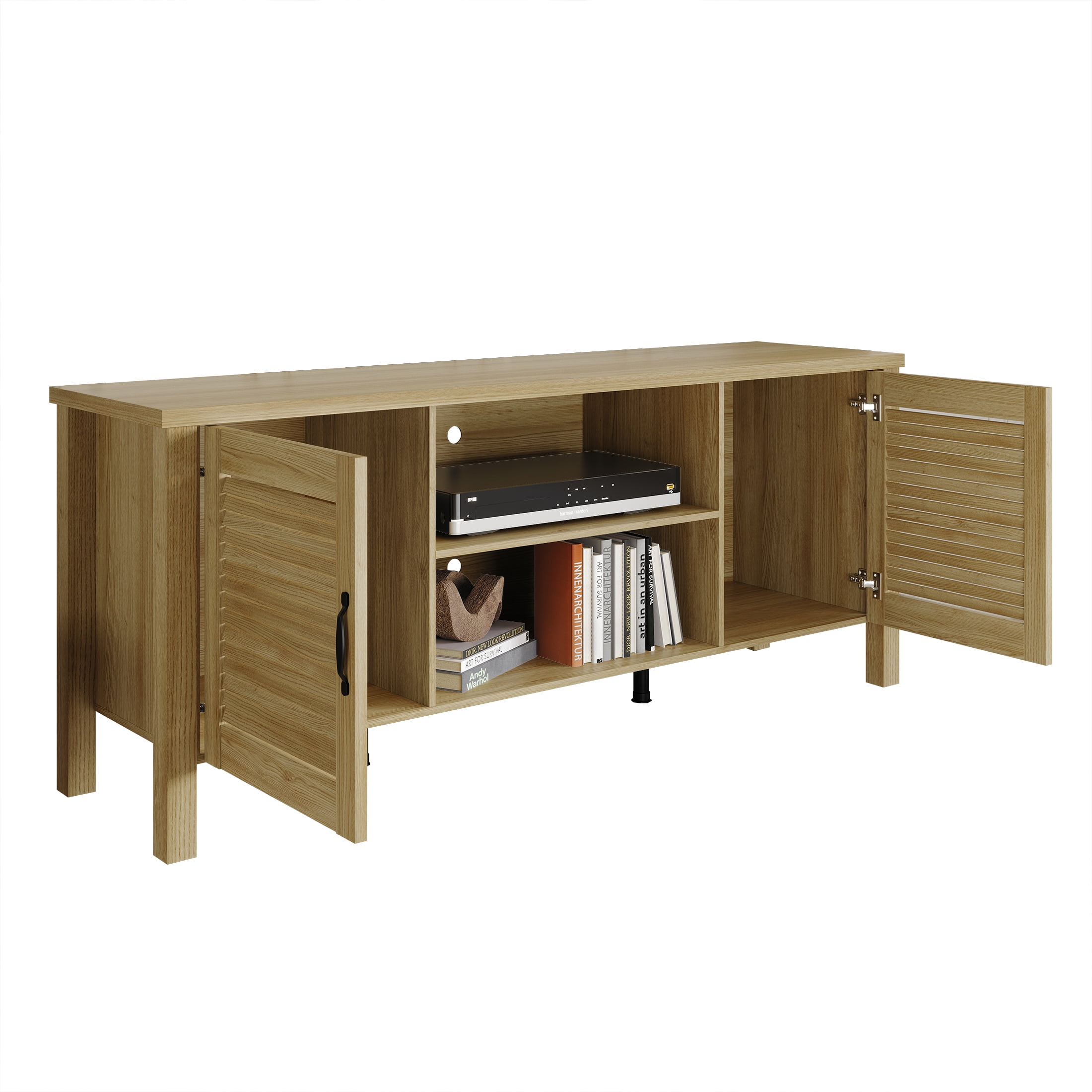 Castle Place Traditional TV Stand Console for TVs up to 65", Light Oak