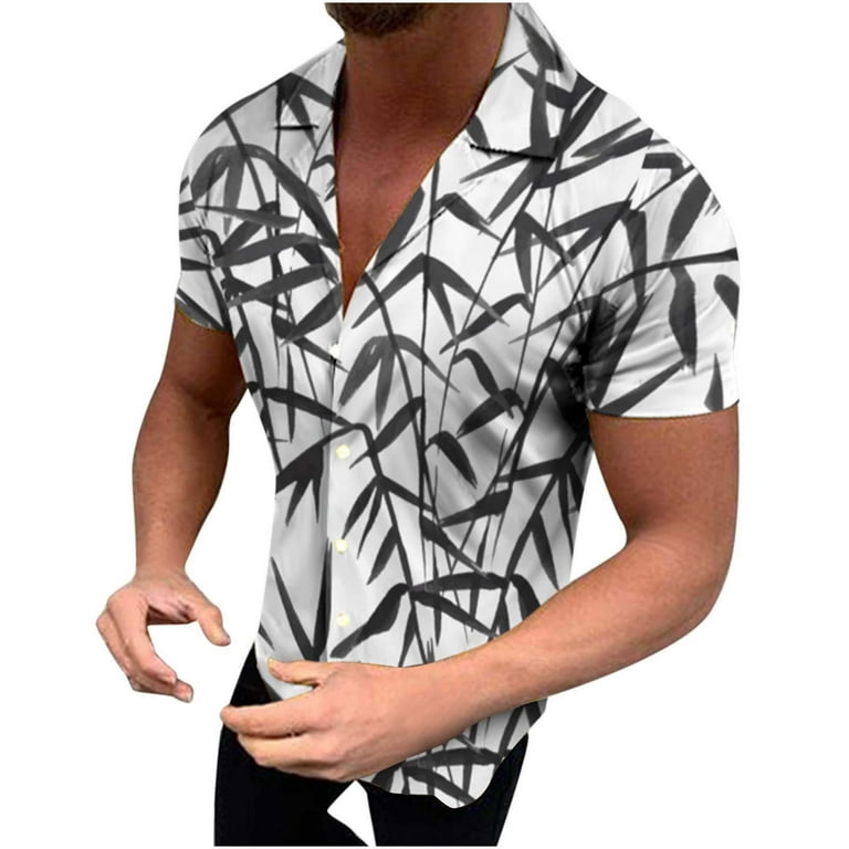  2023 New Men Fashion Spring Summer Casual Short Sleeve Turndown  Neck Printed T Shirts Top Blouse Casual Short Mens Fashion Shirt Black :  Clothing, Shoes & Jewelry