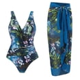 thumbnail image 2 of 2026 New Womens Tankini Swimsuit with Beach Cover up Wrap Skirt Flower Print Summer Tankini Set Two Piece Bathing Suit(Navy,M), 2 of 3