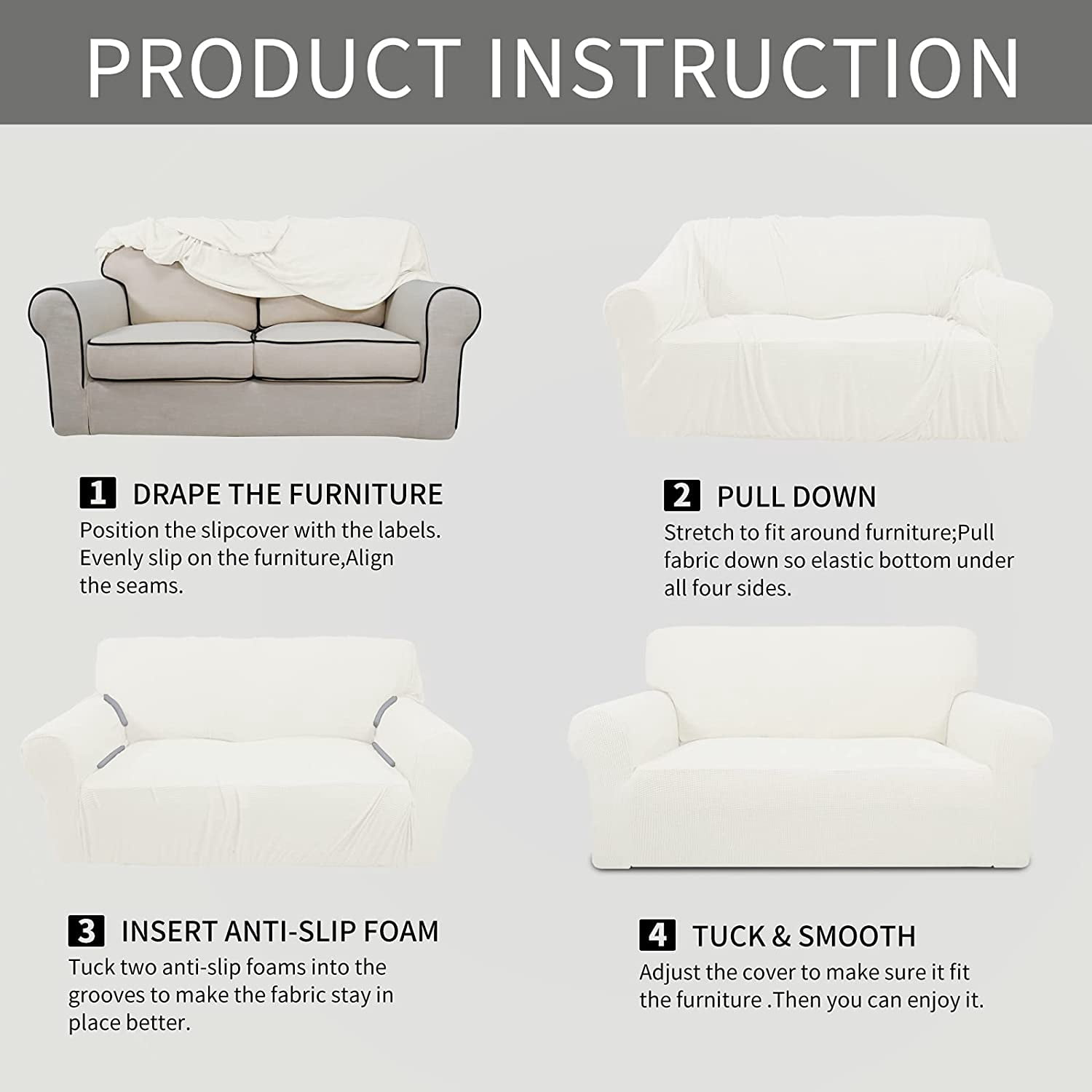 Wehilion Stretch Oversized Sofa Slipcover 1-Piece Sofa Cover Furniture Protector Couch Soft with Elastic Bottom for Kids, Polyester Spandex Jacquard Fabric Small Checks Christmas Red