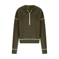 thumbnail image 5 of CFLVAEK Cropped Hoodies for Women Plus Size Half Zip Hooded Pullover Loose Fit Drop Shoulder Long Sleeve Hoodie Sweatshirts Army Green XXXL, 5 of 7