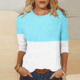 thumbnail image 2 of gakvbuo 3/4 Sleeve Tops For Women Dressy Casual Trendy Geometric Print Graphic T Shirt Summer Crewneck Pullover Color Block Tunic Tee, 2 of 4
