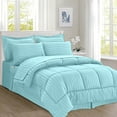 thumbnail image 2 of Elegant Comfort 8-Piece Dobby Stripe Bed-in-a-Bag Comforter Set, Includes 4pc Smart Sheet Set, Bed Skirt, Comforter, Matching Pillowcases, and Shams - King/California King, Light Blue, 2 of 5