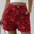 thumbnail image 3 of Women’s High Waisted Floral Denim Shorts, Summer Casual Jean Shorts, 3 of 5