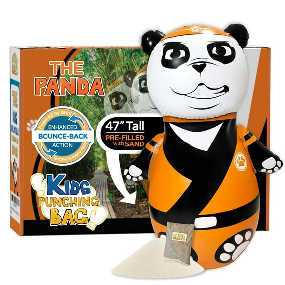 INFLATABLE DUDES Panda 47 inches -Kids Punching Bag |Filled with Sand Orange/Black