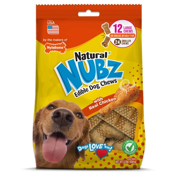 Nylabone Nubz Natural Dog Chew Treats, Chicken Flavor, Large