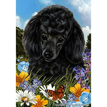Poodle Black - Best of Breed Summer Flowers Garden Flags