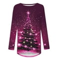 thumbnail image 3 of Craaazy Christmas Gifts For Women Xmas Tree Graphic Shirts Loose Long Sleeve Tunic Long Tops Gifts, 3 of 5