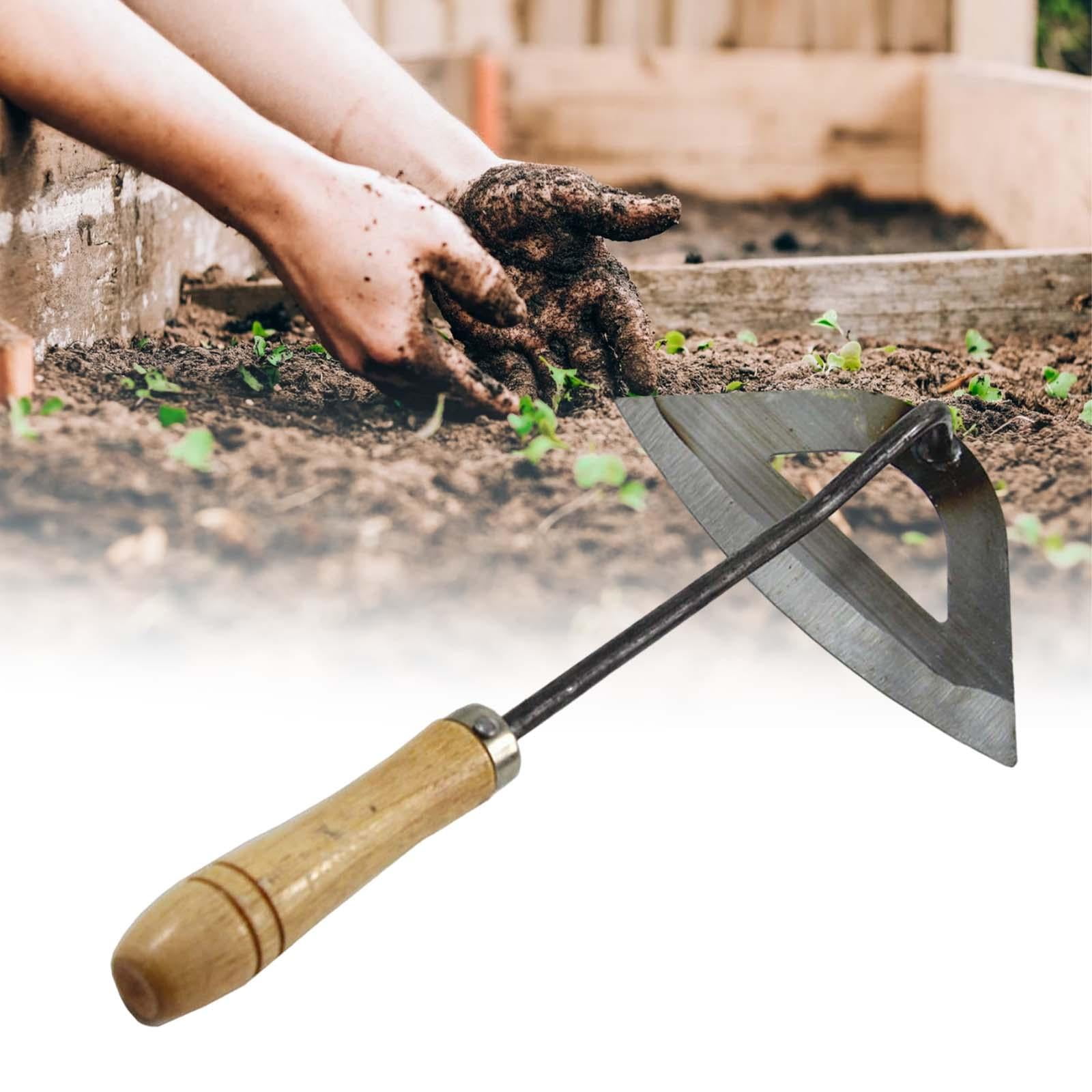 Garden Hoe Hand Tool for Plowing Backyard Cultivating wood handle