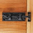 thumbnail image 2 of Renovator's Supply Offset Slide Bolt Latch 4" Wrought Iron Pig Tail Tip Slide Bolt, Black, 2 of 9