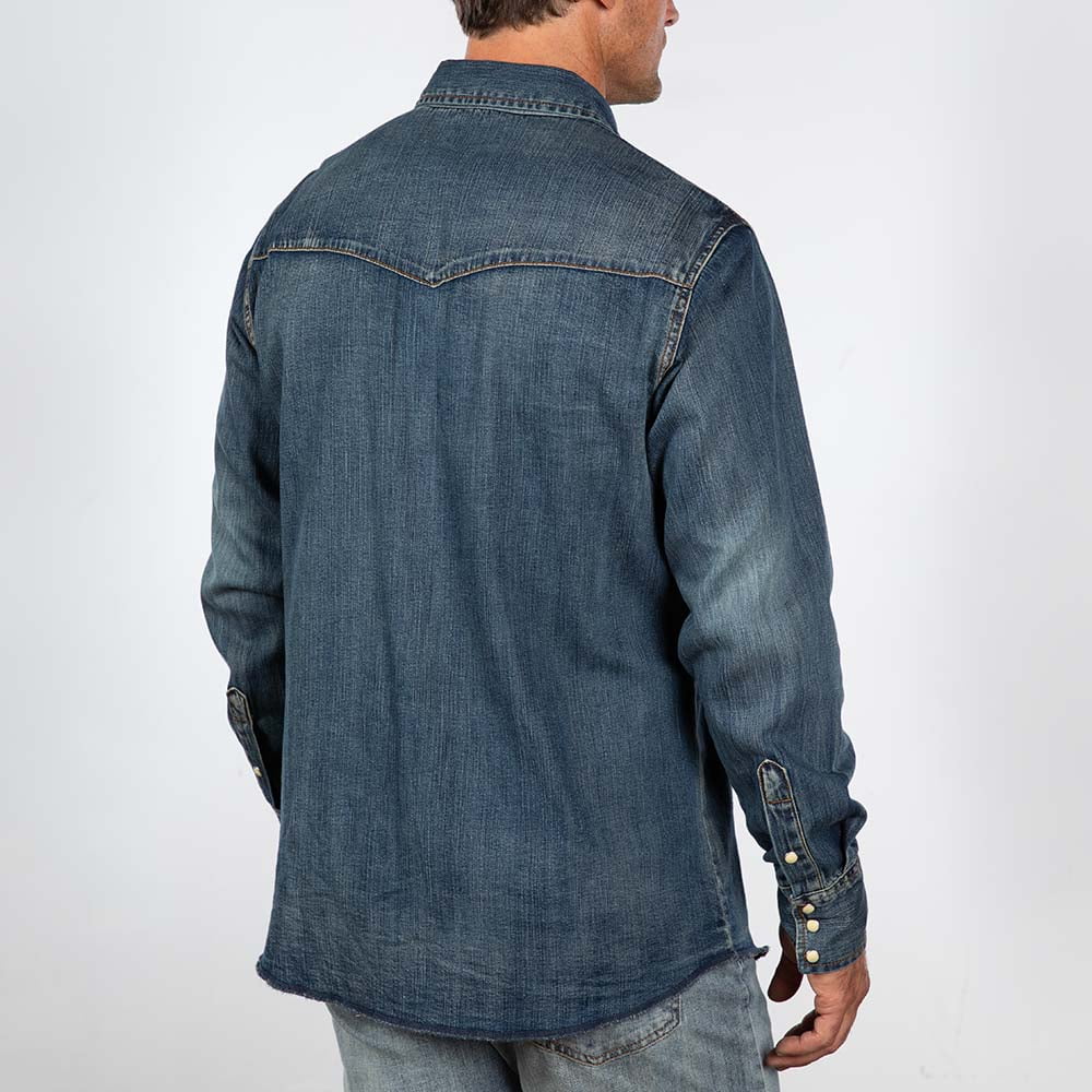 Wrangler Men's Pearl Snap Denim Work Shirt - Walmart.com